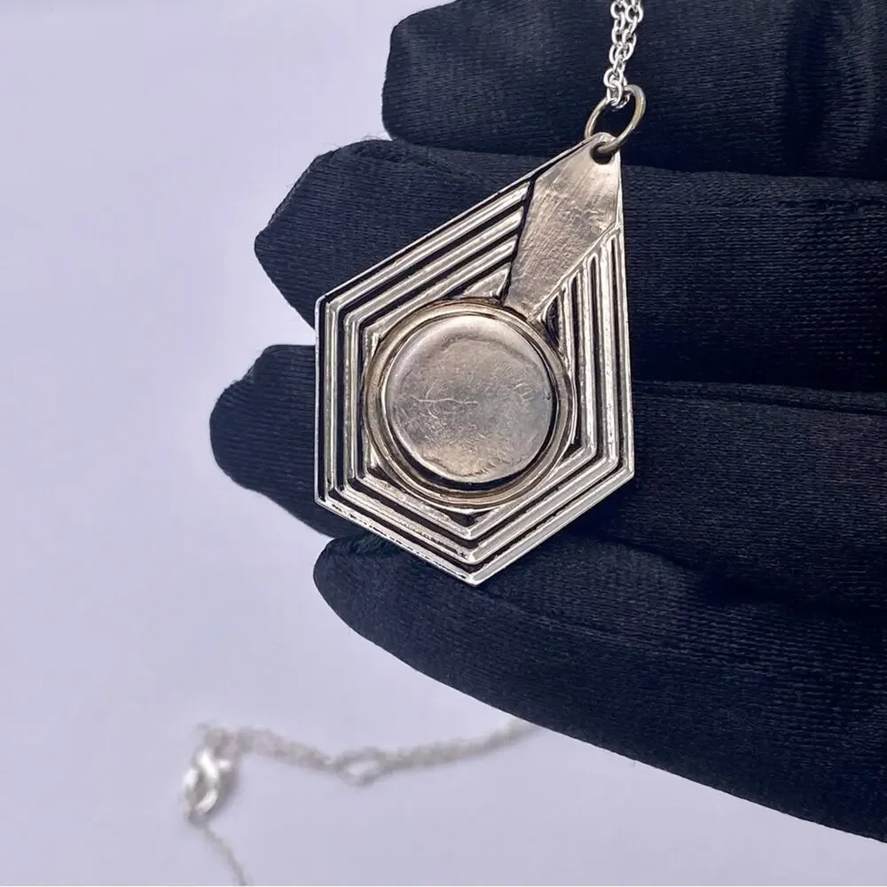 Southwestern Style Geometric Blue Cabochon Pendant - Picture 9 of 10